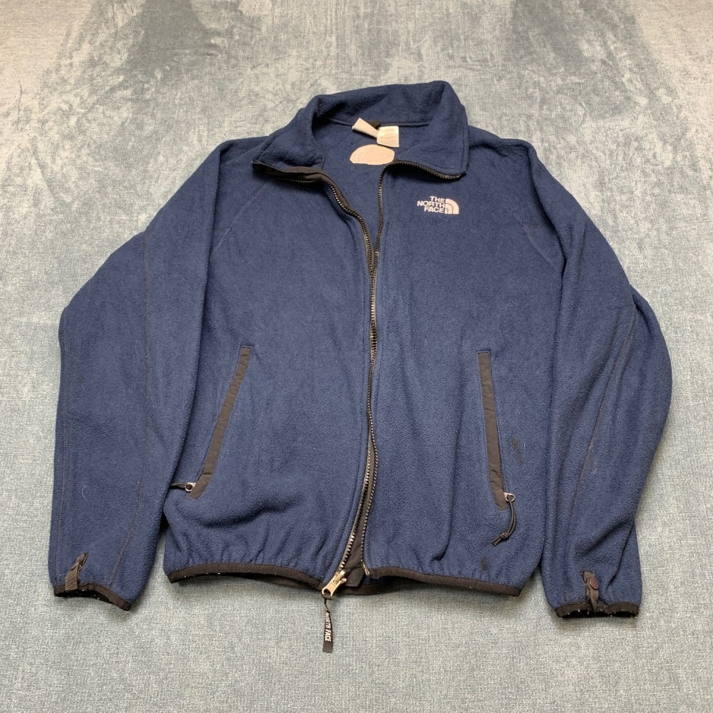 The North Face Fleece Jacket Mens Small Blue Raglan Sleeve Full Zip Winter Wear